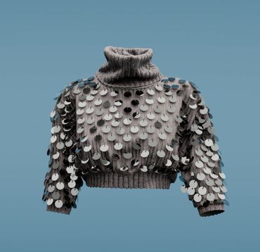 sequined sweater animation silver sequins, embellishment 3d service