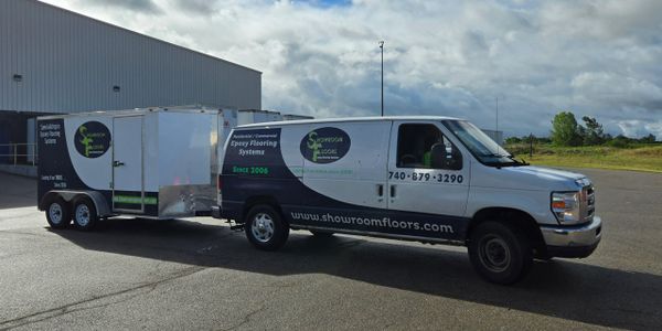 Showroom Floors installers heading out to complete today's epoxy flooring project
