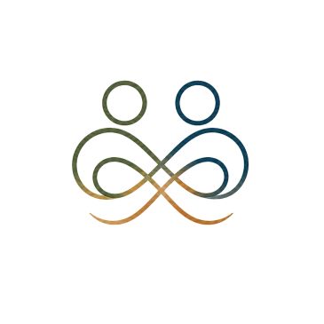 Abstract infinity symbol with two figures representing connection.