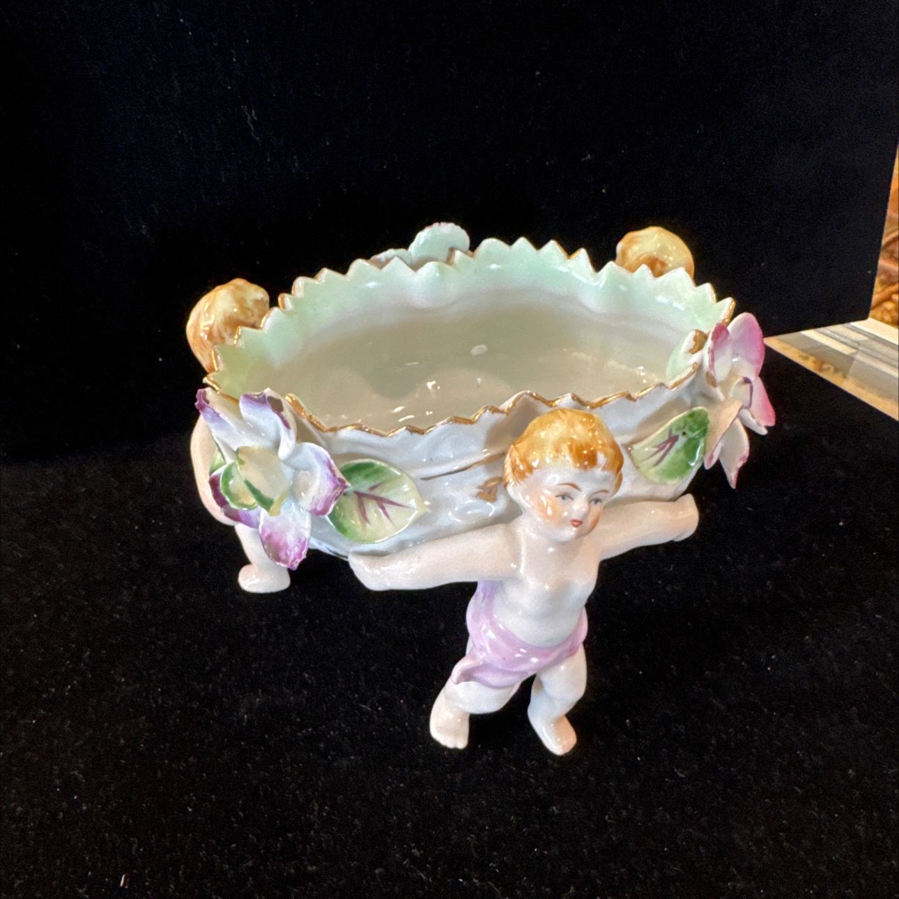 Cherub Trinket Dish (Has Repairs)