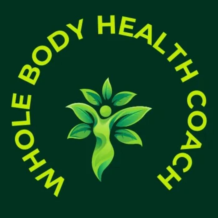 Logo of Whole Body Health Coach with a green human-leaf figure.