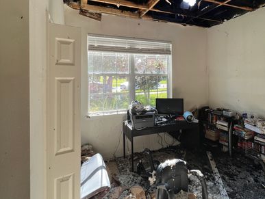 Fire damage to office caused by lightning