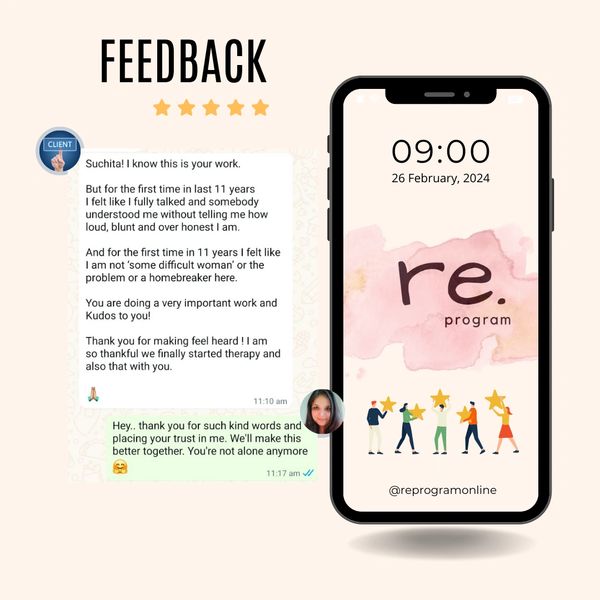 Feedback image for Shuchita Dua, Aariv Infinite.  online counseling/counselling and reiki practice. 