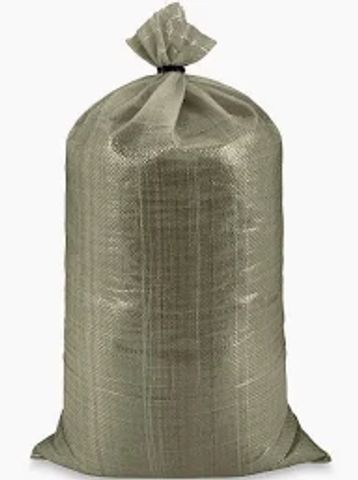 A large, tightly sealed woven sack filled with contents.