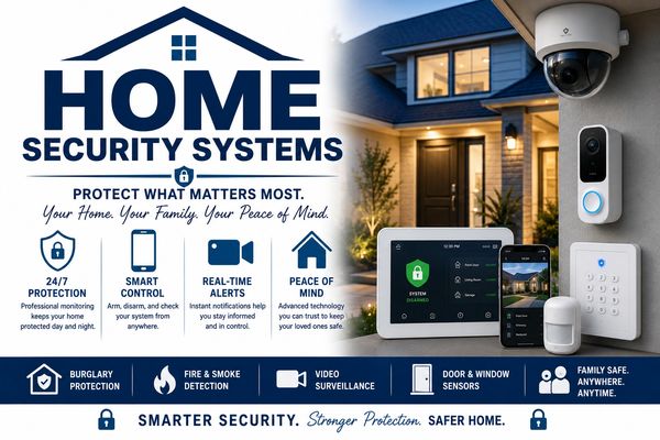 Home security system with smart control and real-time alerts.