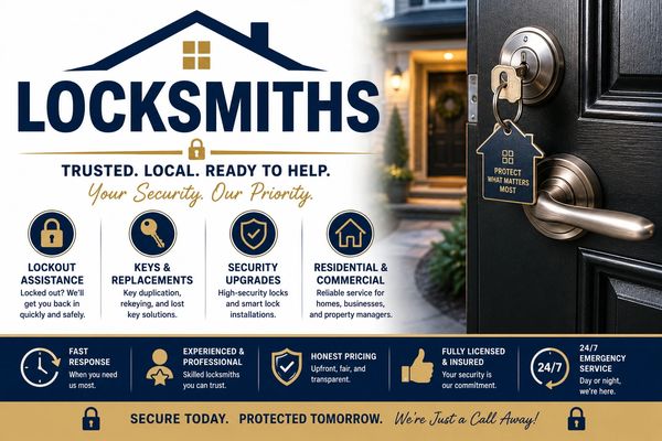 Advertisement for trusted local locksmith services.