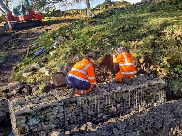 Robson Utilities workmen carrying out a groundworks project in County Durham