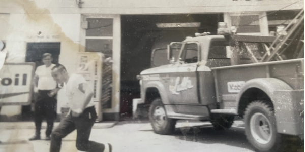 Goofing around back at the shop in the '50's