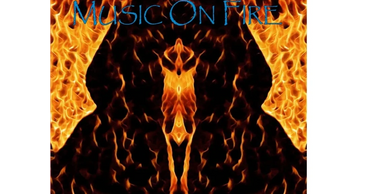 A fire image with the words " music on fire ".
