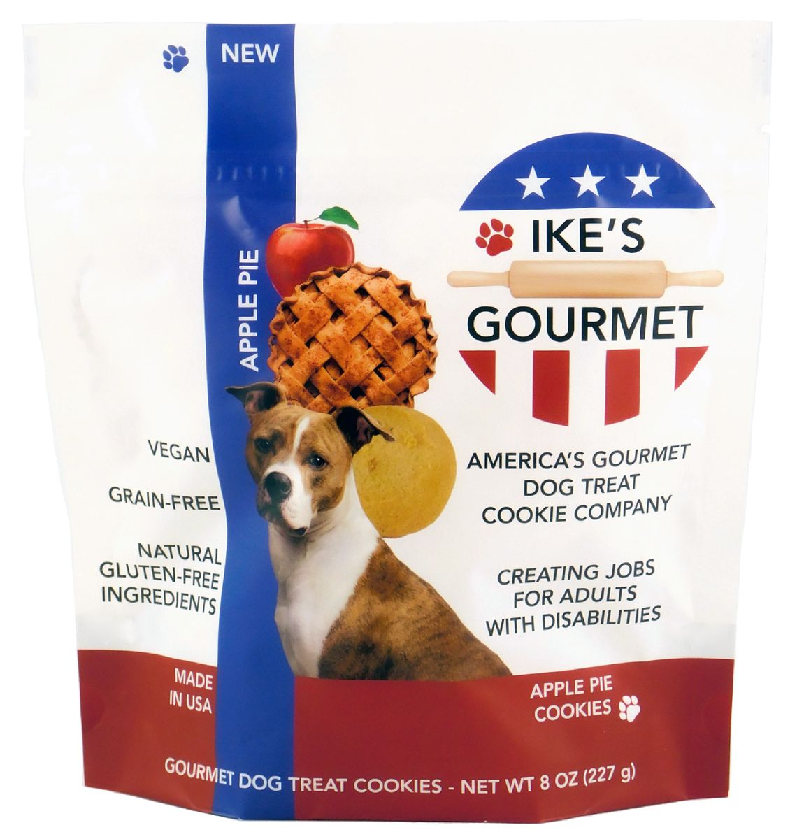 Ike's Gourmet Apple Pie Dog Treat Cookies Real Fruit Shortbread Cookies Vegan and All Natural