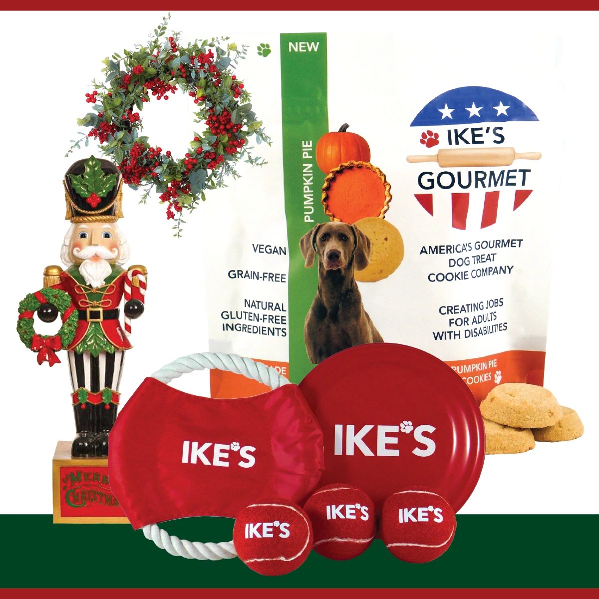Ike's Gourmet Pumpkin Pie Dog Treat Cookies Holiday Gift Set with