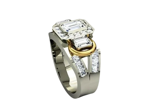 Original Design White Gold Yellow Gold Natural Diamond Fahsion Ring