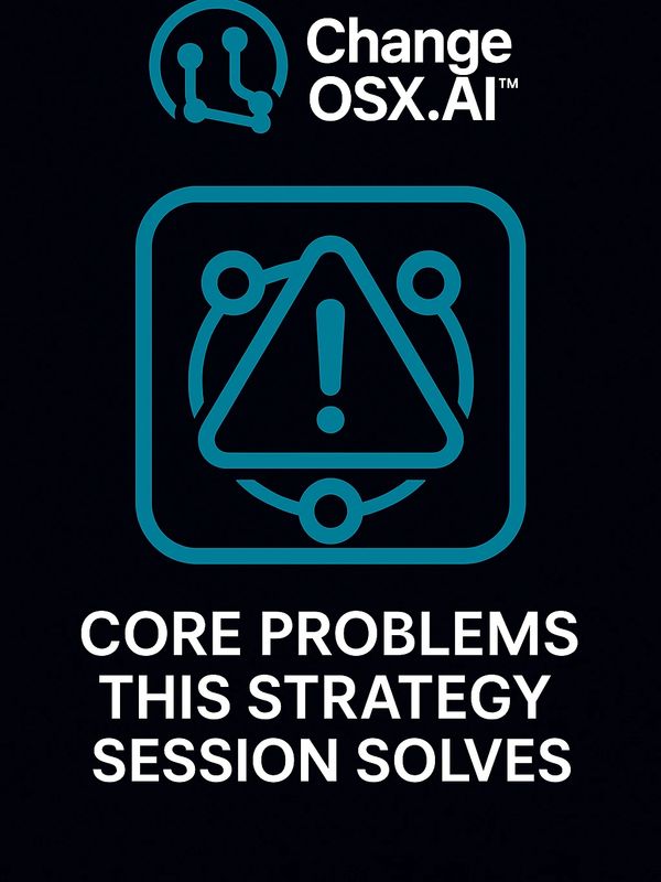 Change OSX.AI logo with warning icon and text about solving core problems.