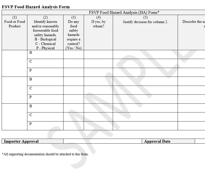 Foreign Supplier Verification Program Plan