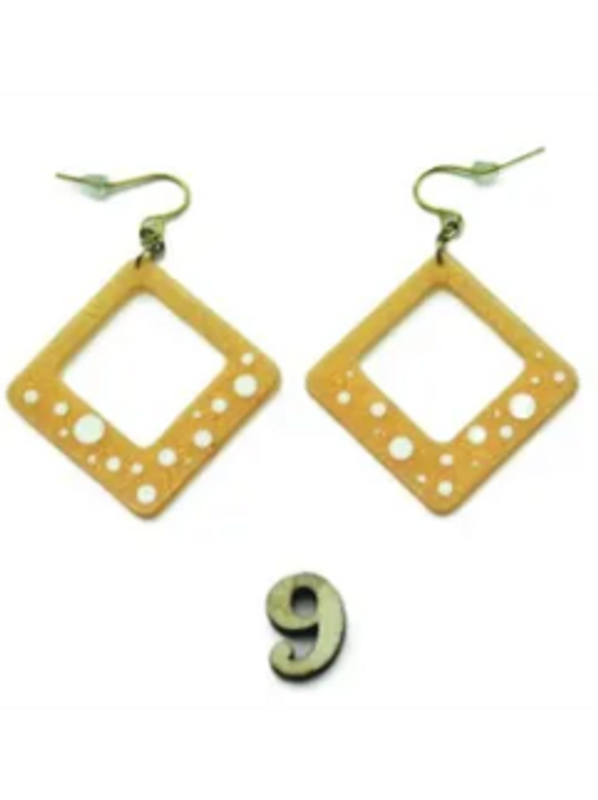 Carmel colored resin earrings - fishhook closure.  Diamond shape with diamond cutout.   1 1/2 inches