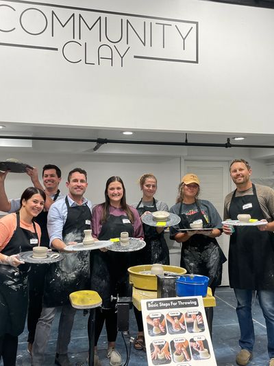 Small business team building event at Community Clay pottery studio