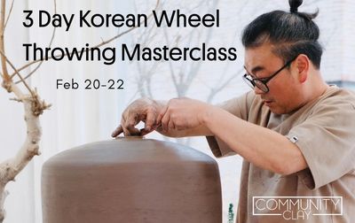 Master Potter Kwak Kyungtae throwing a large vessel on the wheel