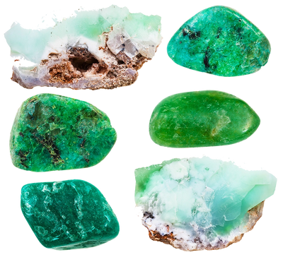 A variety of grades of chrysoprase