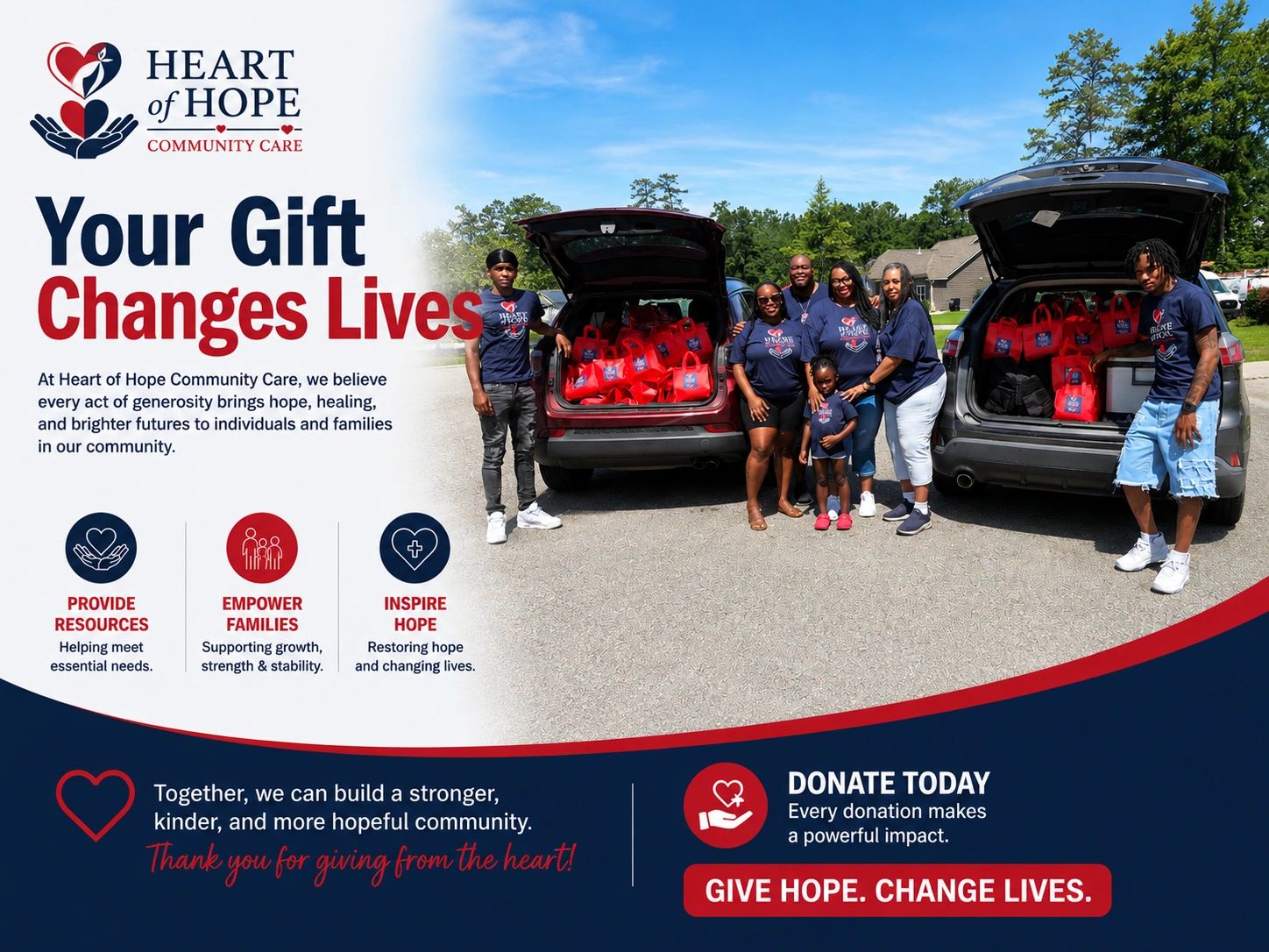 Community group distributing care packages to support families in need.