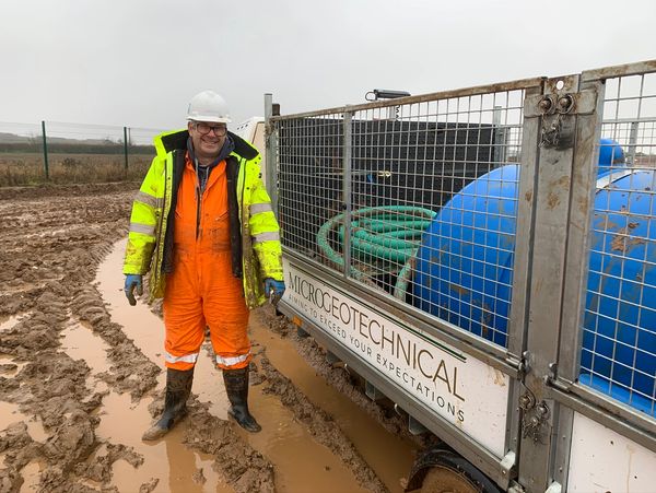 A geological surveyor on a construction site