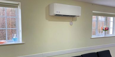 Village hall heat pump units by Mitsubishi