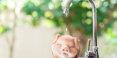 TAP DRIPPING INTO PIGGY BANK