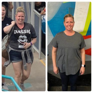 Female client with dramatic weight loss in 6 months.
