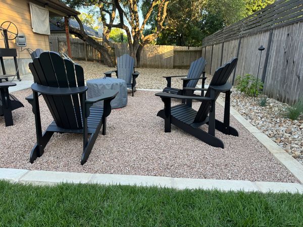 backyard patio table and chair landscaping display 