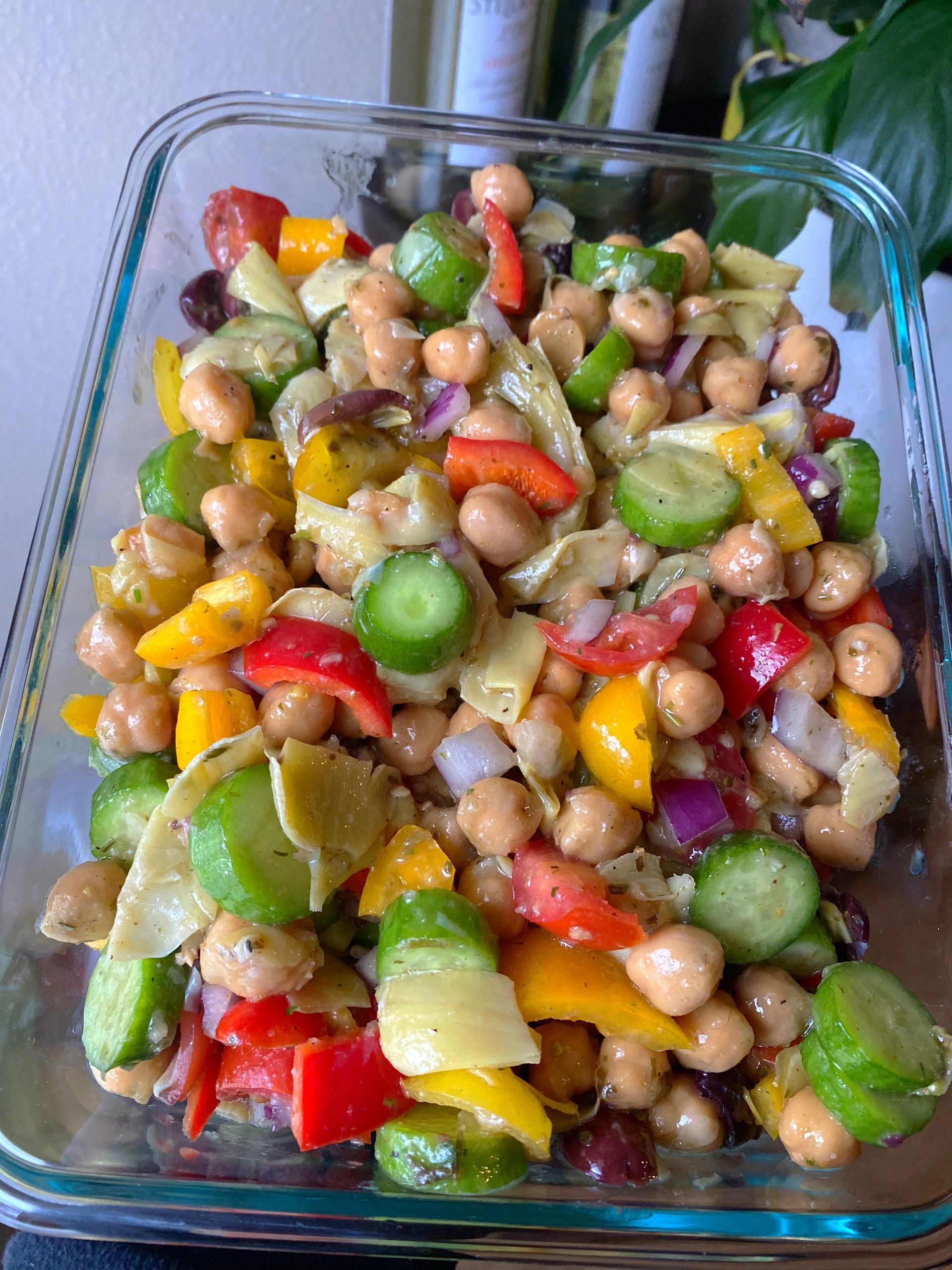 Greek Chickpea Salad with Green Goddess Dressing - The Beach House Kitchen