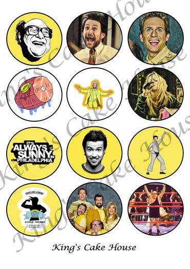 It's always sunny in Philadelphia cupcake topper set delivered post 