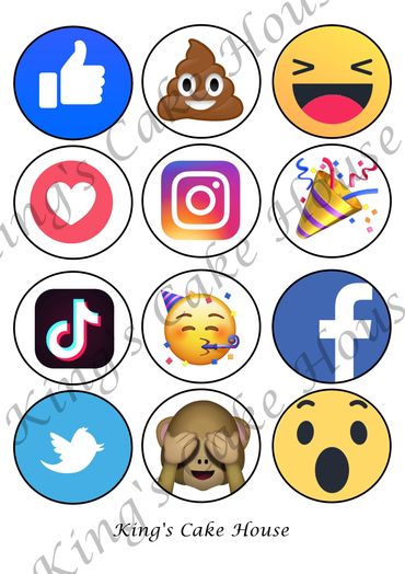 facebook emoji social media cupcake toppers