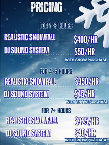 Faux Snow event pricing and contact info for Sweet Foam Carolina in Charlotte.