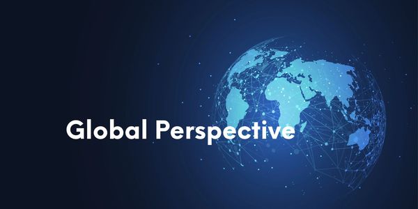 Digital globe with 'Global Perspective' text on dark background.