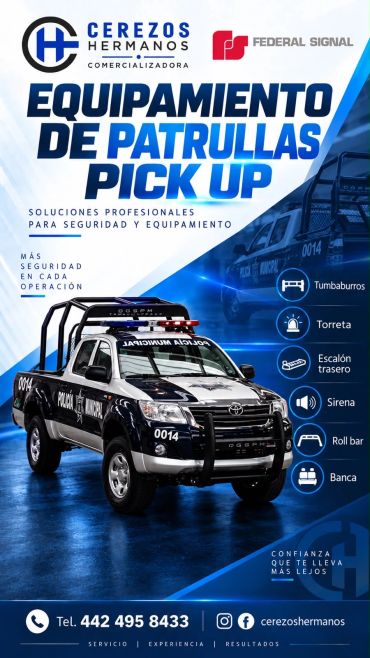 Patrulla pick up equipada para seguridad.