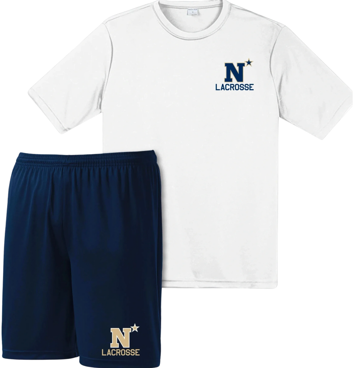 Midshipman Combo (White N* shirt & Mesh Navy lacrosse shorts)