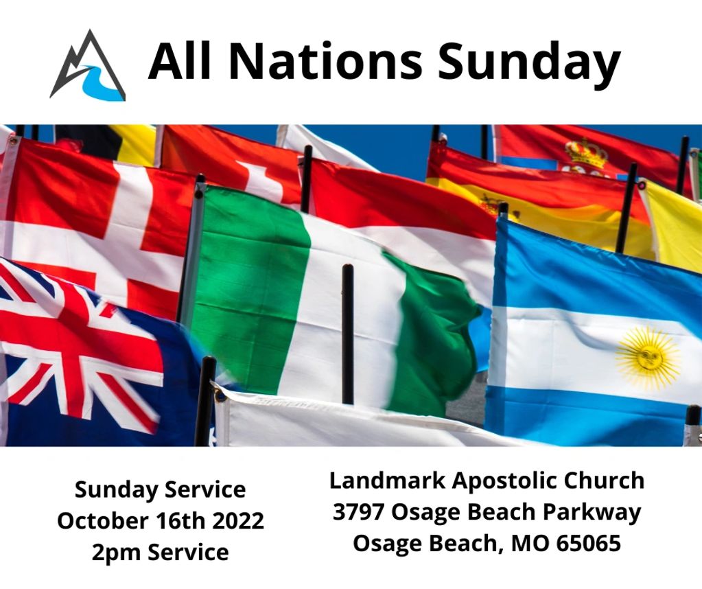 All Nations Sunday
International Food after Service