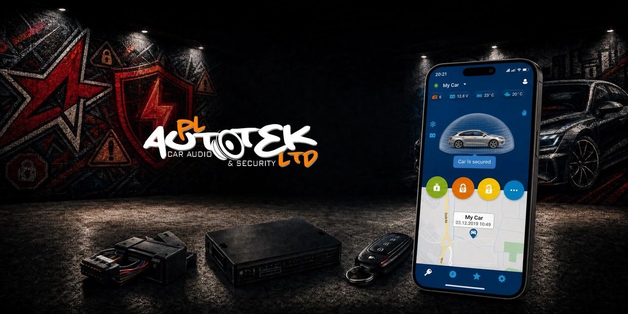 Starline S9 vehicle security system with Starline 2 app showing live GPS tracking and remote control