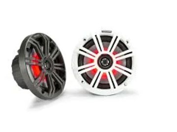KICKER - KM65 6.5inch Marine Coax w/1inch Tweeters, LED, Charcoal & White Grilles