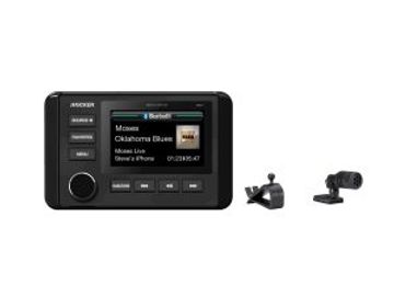 KICKER - KMC4 Weather-Resistant Gauge-Style Media Centerw/Bluetooth