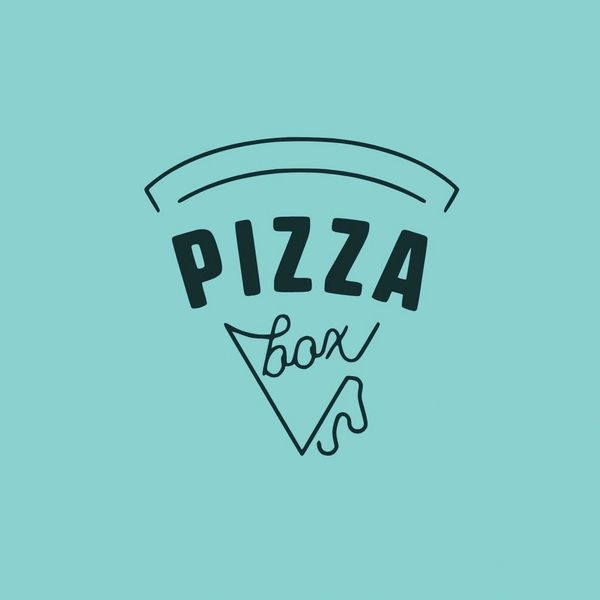 Minimalist pizza logo with text.