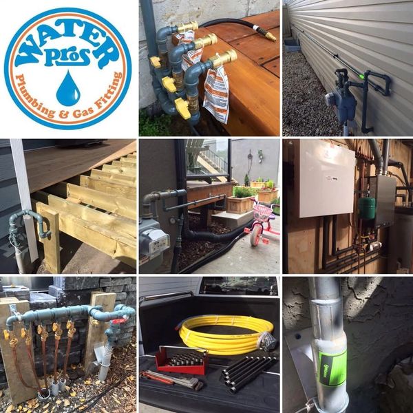A photo showing some gasfitting work done by Water Pros PPlumbing in Edmonton. Water heater pros.