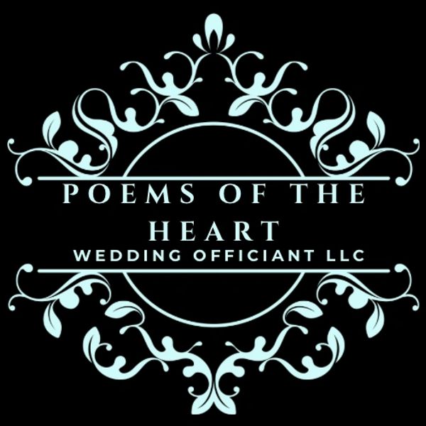 Elegant logo for Poems of the Heart Wedding Officiant LLC with floral design.