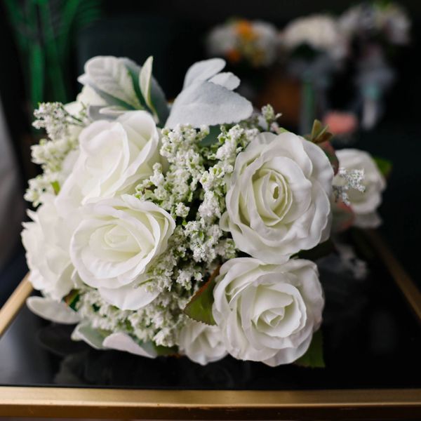 Elegant Bridal White Rose Bouquet