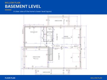 Basement floor plan for Willow Plan.