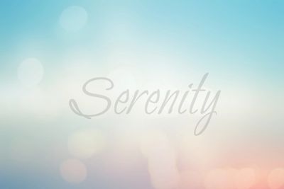 Soft pastel background with the word 'Serenity' in elegant script.