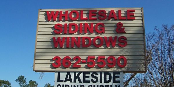 Sign for lakeside siding supply