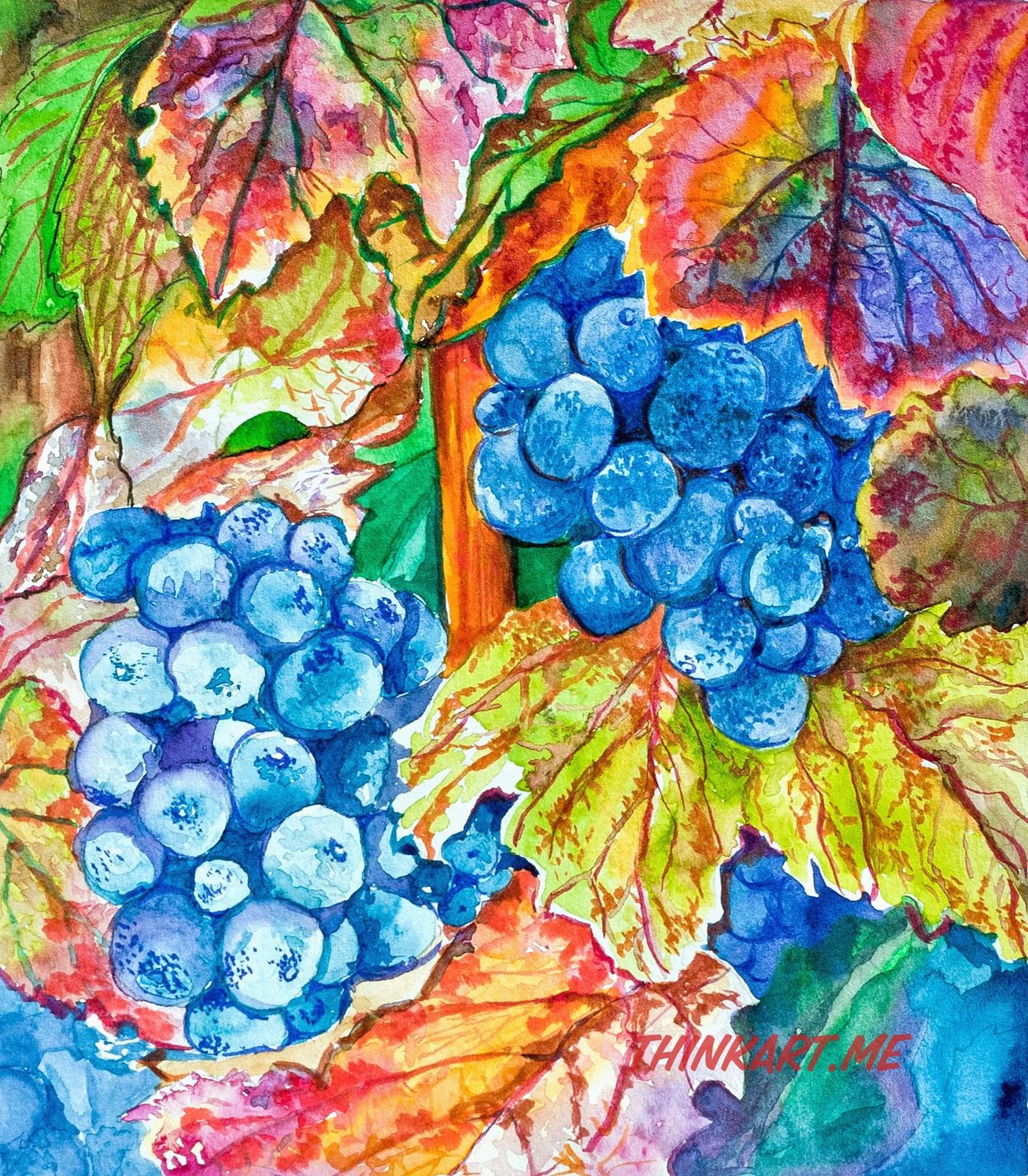 Grapes with Leaves
Medium - Watercolor
Dimensions- 8”x10”