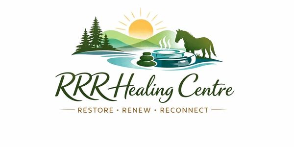 Logo of RRR Healing Centre with nature and wellness elements.