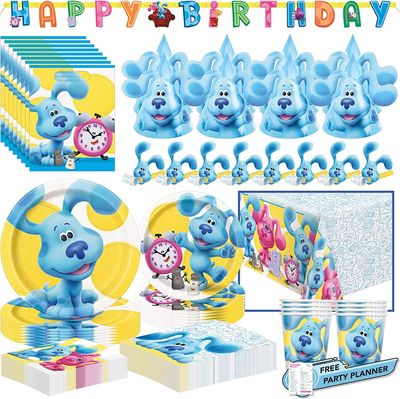 Unique Bluey Birthday Party Supplies and Decorations With Bluey Tablecover,  Bluey Plates, Bluey Cups, Bluey Napkins, Button