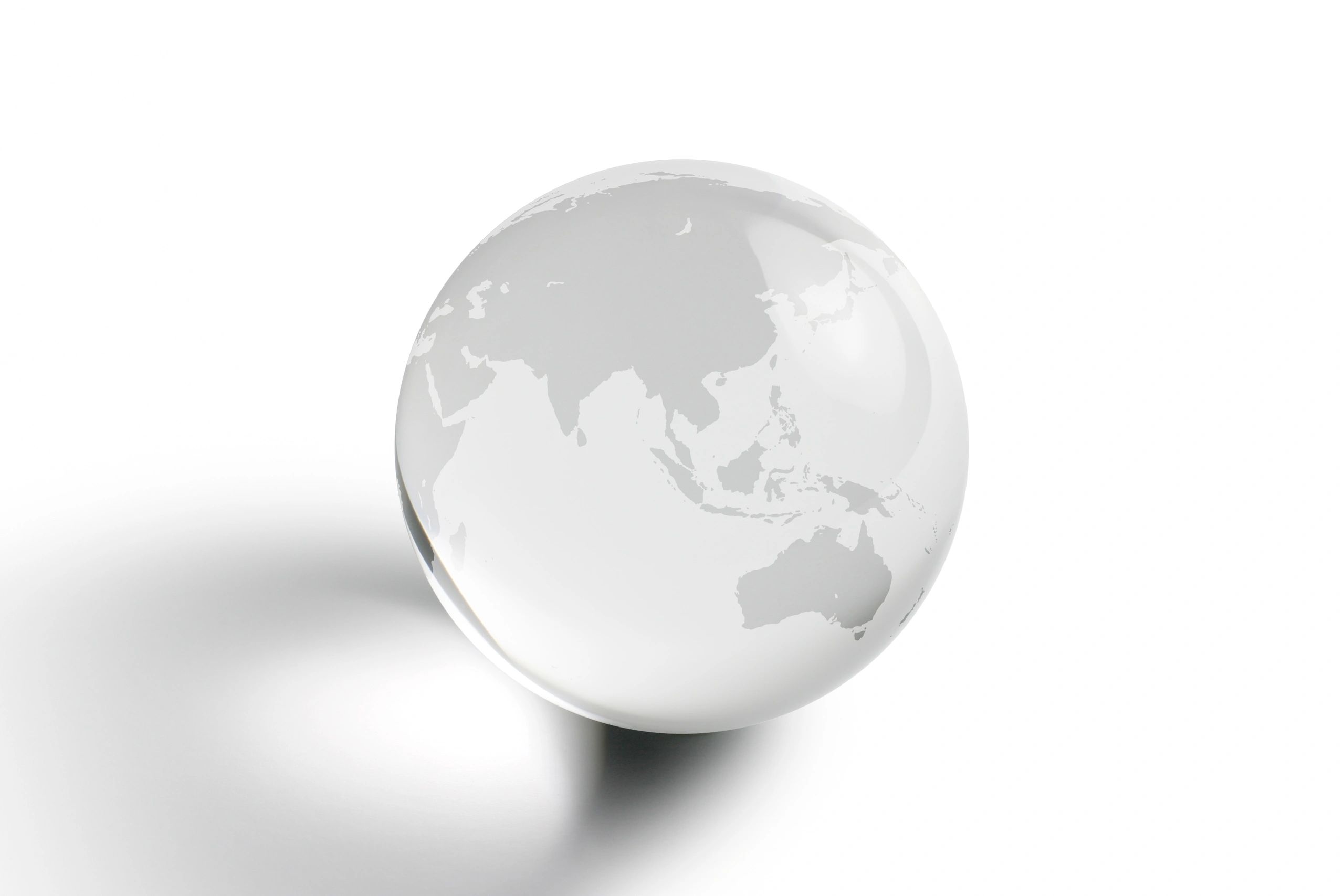 Transparent globe showing Asia and Australia.